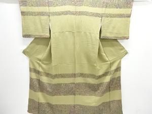 縮緬地横段に花更紗模様訪問着(重ね衿付き)